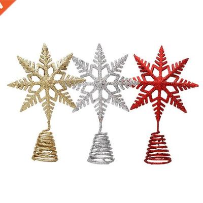 Christmas Tree Topper Star Snowflake Glitter for Xmas Tree T