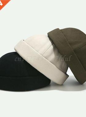 Unisex Retro Dome Melon Brimless Beanie Cap Solid Color rend