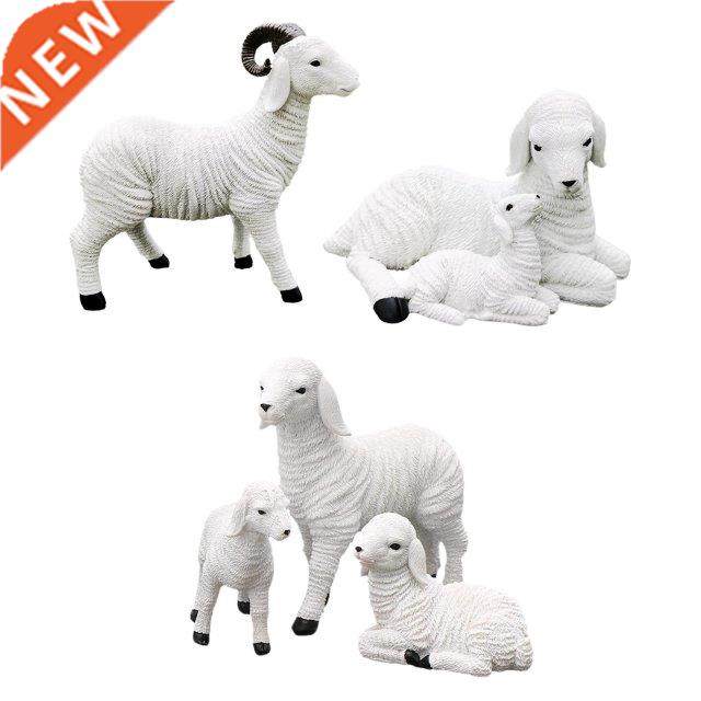 Resin Goat Figurine Lamb Ornament Flower Pot Decor Simulatio