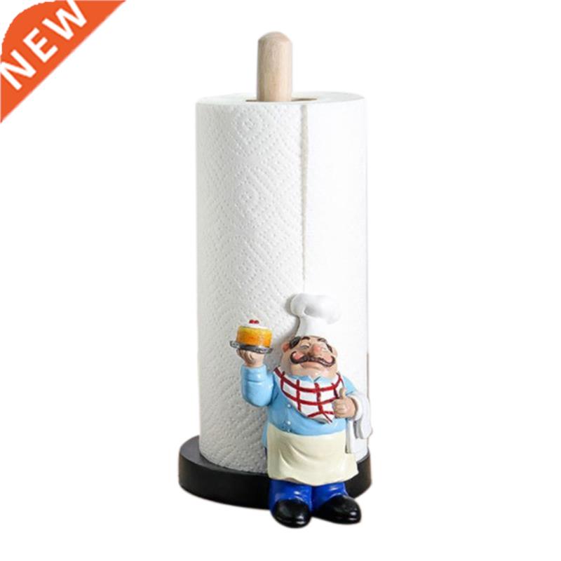 Resin Chef Double-Layer Paper Towel Holder Figurines Creativ