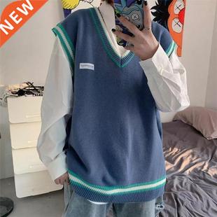 Solid Color Pullover Wild Sweater Vest 2021 Gilet Homme Men'