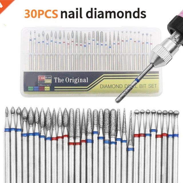 30pcs/Set Diamond Nail Drill Bit Rotery Electric Milling Cut