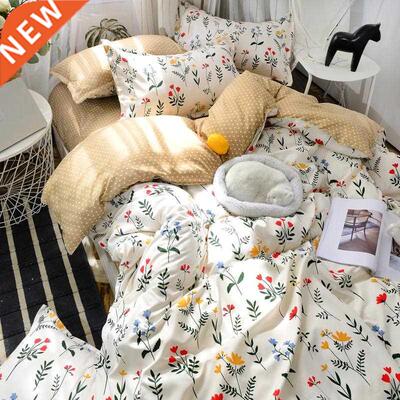 white blue Flower bedding set rabbit universe pattern bed sh