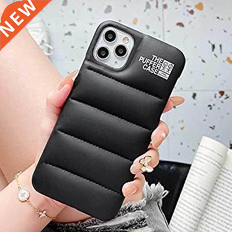 luxury soft touch down jacket puffer case for iphone 11 12 1