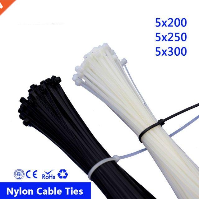 50pcs 5*200 5*250 5*300 Self-Locking Cable Zip Ties nylon c