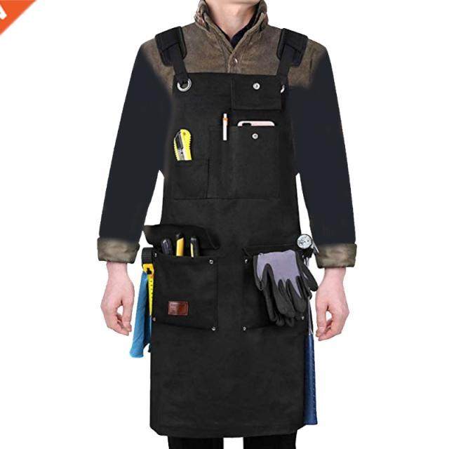 Women Men Professional Canvas Adjustable Work Apron with Too