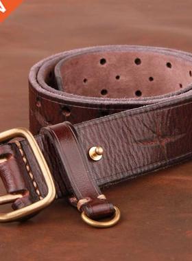 Double-pin Copper Buckle Men's Luxury Fashion Belt Retro Fir