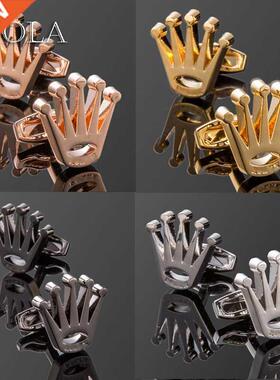 New Hot Luxury 4 Colors Stainless Steel Crown Cufflinks Qual