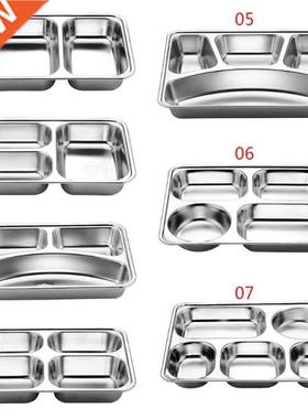 Stainless Steel Divided Dinner Tray Lunch Container Food Pla