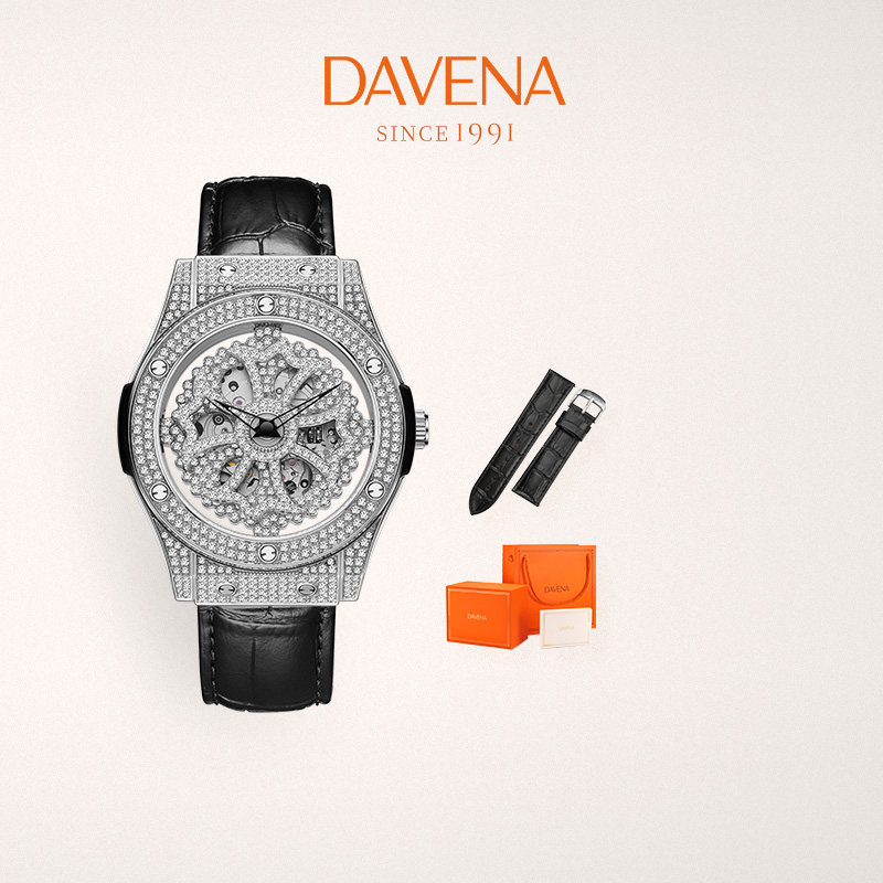 davena蒂玮娜十字盾时来运转机械手表男大表盘腕表生日礼物送男友