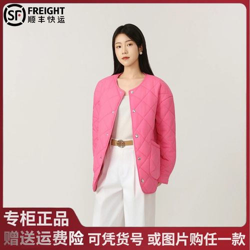 阿玛施2025冬季新款质感百搭气质百搭菱形格新雪丽棉服女5400730