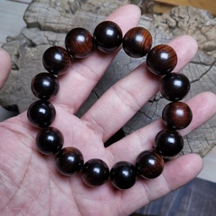 太行崖柏雷击木0.6*108女士手链手串项链配饰原木黑油温润焦糖味