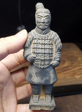 兵马俑陶俑五件套黑色泥俑秦俑