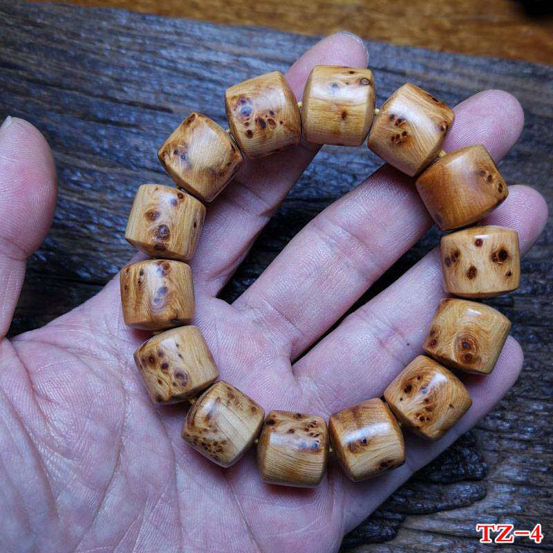 太行崖柏满瘤疤火焰纹桶珠枣珠男女手串天然原木木头佛珠文玩配饰