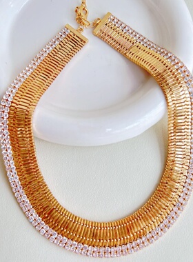 宽版小众设计气质项链锆石