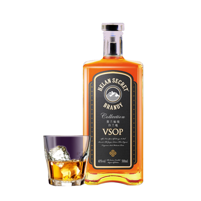 贺兰秘境优质VSOP白兰地品鉴橡木桶陈酿4年以上500ml瓶装葡萄酒