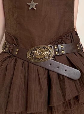 manjusaka y2k 千禧闪钻腰带亚文化镶钻朋克辣妹水钻女配牛仔裤带