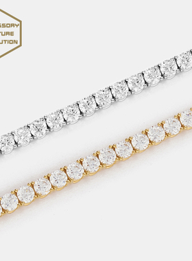 埃斯意acetennis宝石嘻哈银项链