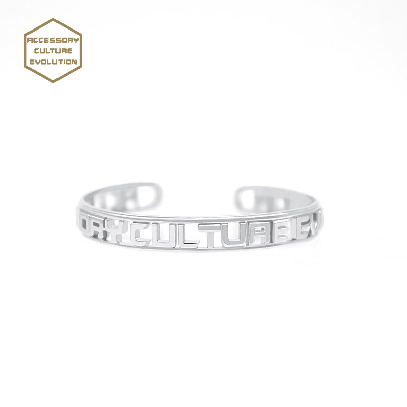 埃斯意 全称logo925银镂空字母小众手镯子ins潮流百搭时尚手环女