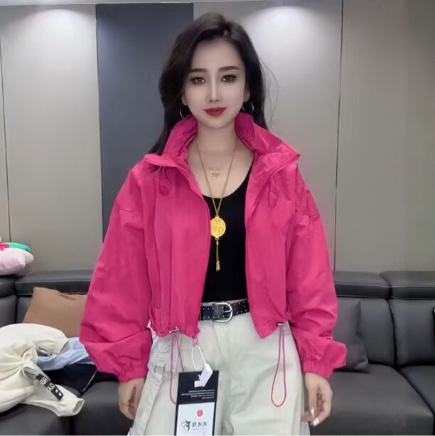 2026春季新款韩版宽松休闲立领拉链短款外套女百搭工装夹克上衣潮