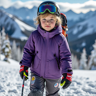 跨境外套男童女童防水户外运动秋冬季 保暖冲锋衣羽绒棉衣外套厂家