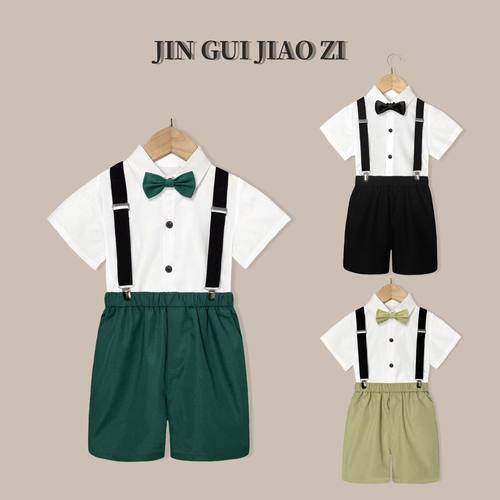 男童背带裤套装英伦中小