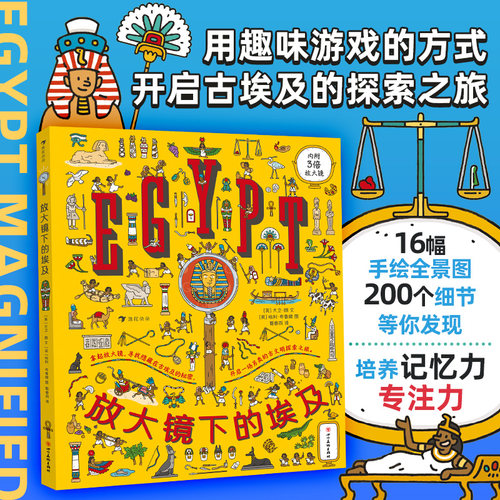 浪花朵朵正版 放大镜下的埃及 （随书附赠3倍放大镜）书中超过200个事物需要寻找和发现 培养儿童记忆力 7—12岁科普读物