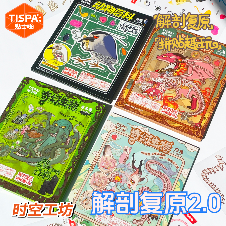 时空工坊解剖复原2.0贴纸拼图3D可爱摆件DIY手账益智玩具儿童造景