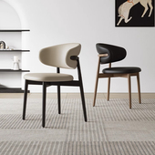 实木餐椅家用奶油中古风小户型高级感设计师休闲椅靠原木背椅子