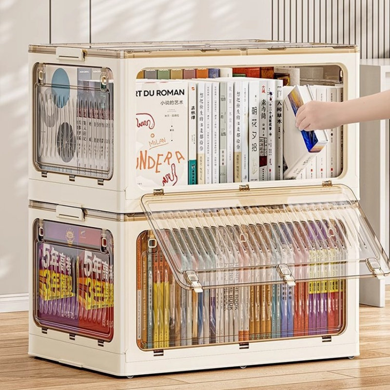 书本收纳箱可折叠学生书箱宿舍放书籍整理箱子透明家用储物装书盒