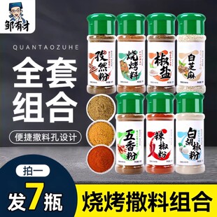 7瓶全套组合调料烧烤烤肉家用撒料孜然粉椒盐粉五香粉辣椒白胡椒
