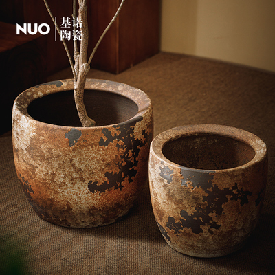 落地花盆侘寂风大号绿植缸龟背竹