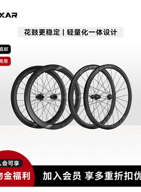迈金EXAR碳纤维轮组公路自行车碳刀花鼓兼容开口管胎圈刹碟刹轮组