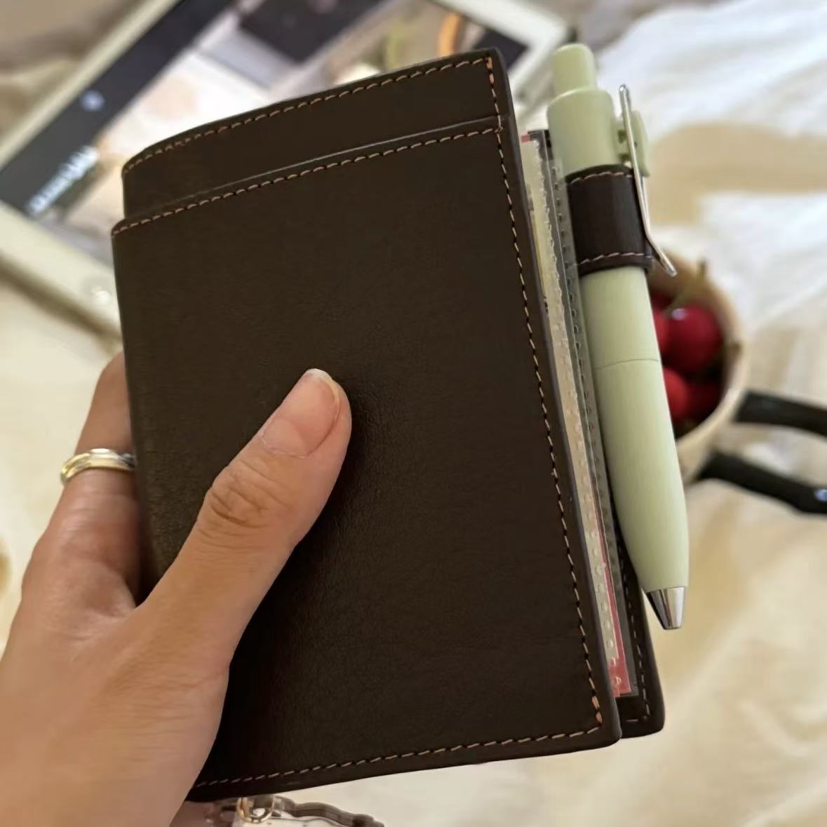 小红书同款棕色双层m5皮质手账本