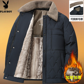 新款 爸爸冬装 外套中老年加绒加厚翻领棉衣男爷爷老人保暖棉服棉袄