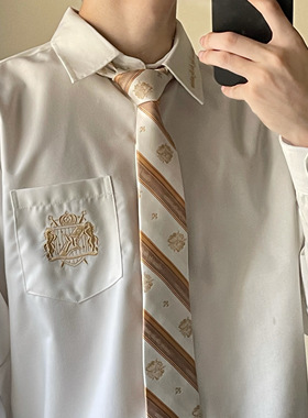 【骑士宣言】以神之名｜DK男款白色日系短袖长袖衬衫赠送同款领带