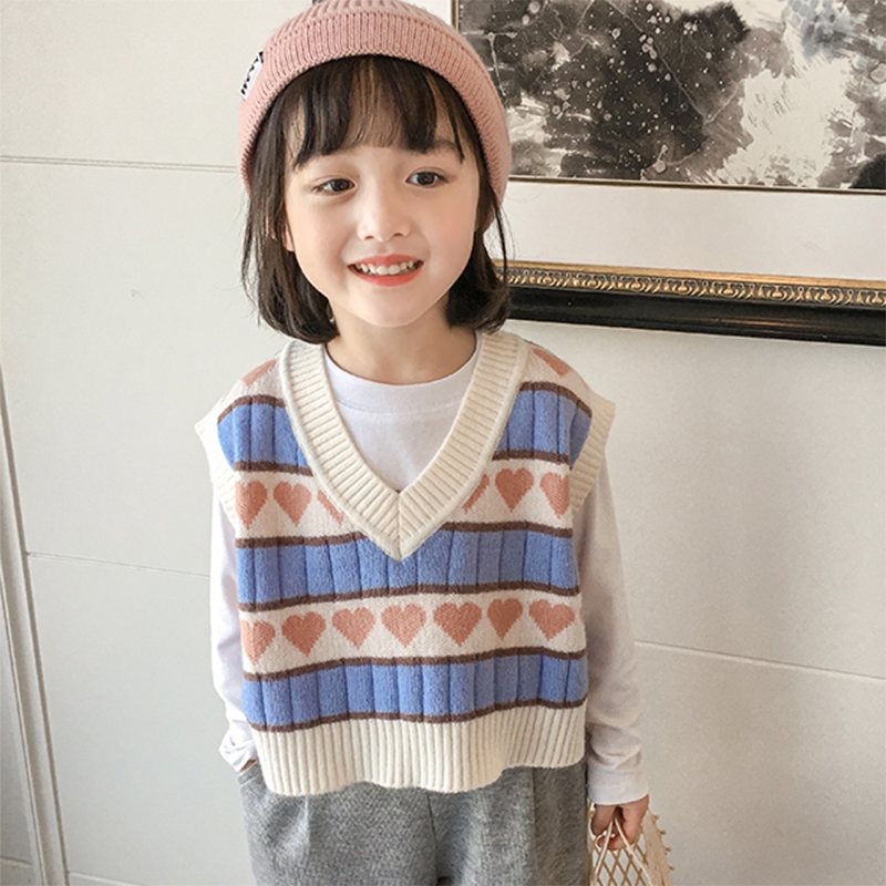 女童针织马甲春秋外穿2021新款小女孩韩版洋气儿童春季毛衣背心潮