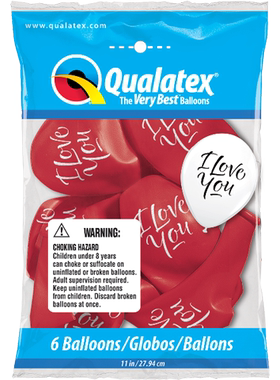 先锋印花球 11吋 我爱你(宝石红) I Love You Script Modern 6只