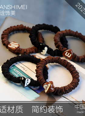 2025新冰丝面料简约小香风发圈发绳复古黑色头绳皮筋扎头发高马尾