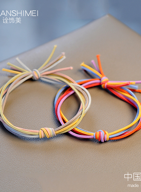 日韩基础发圈高弹性耐用头绳发绳黑色简约皮筋手工打结扎头发皮套