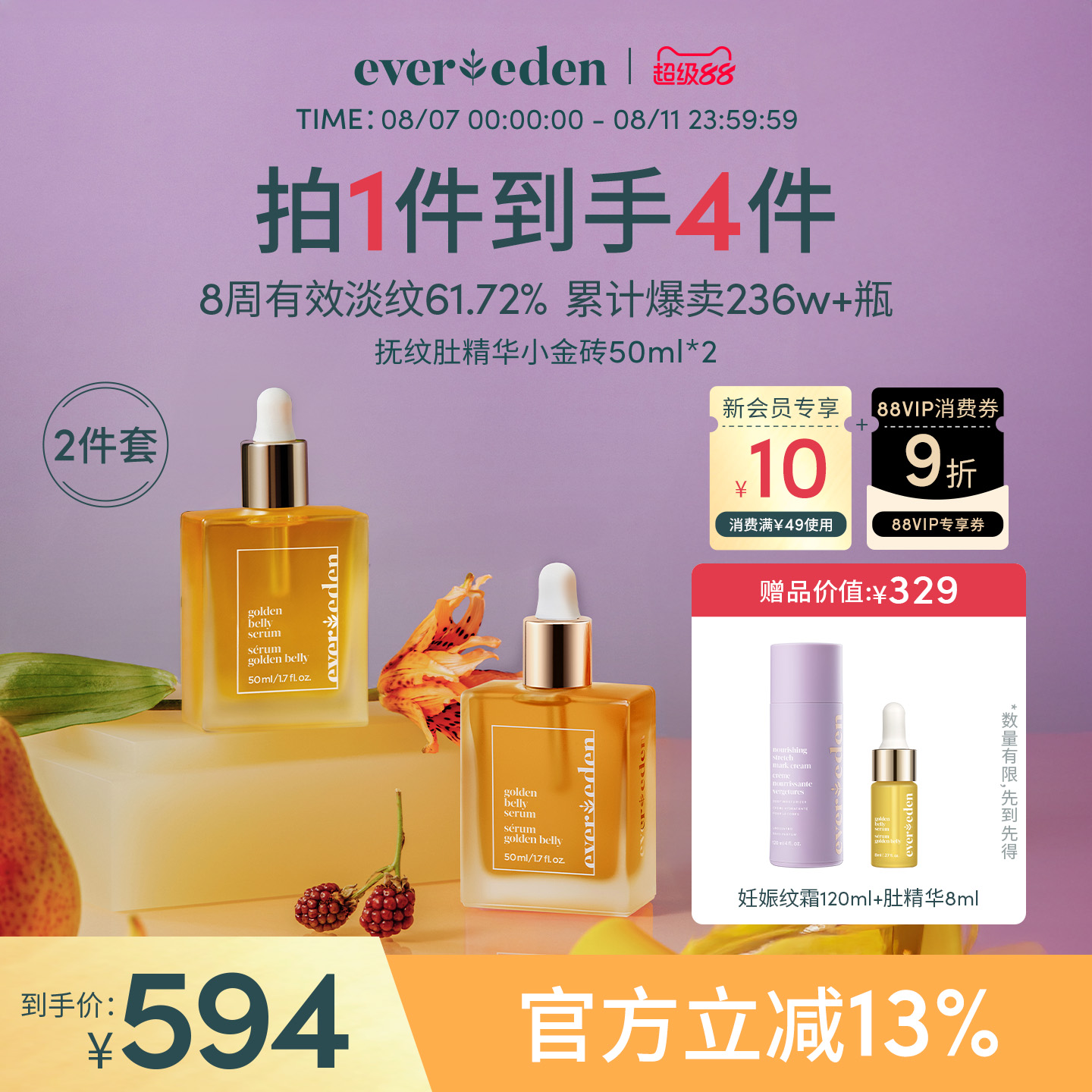 Evereden预防妊娠纹肚精华2件套