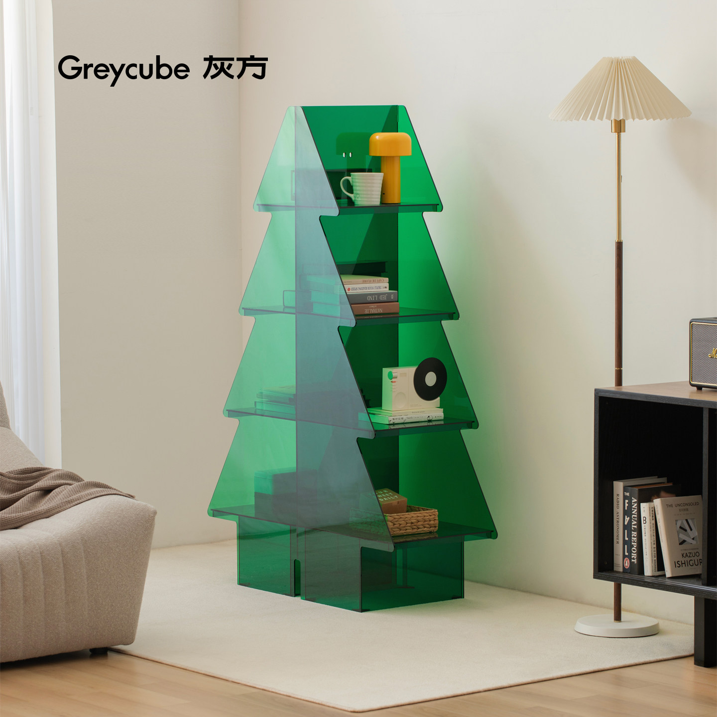 灰方亚克力圣诞树置物架多层收纳架原创设计落地卧室客厅雪松书架,住宅家具,书架,淘宝优惠券,粉丝福利购,淘宝优惠卷
