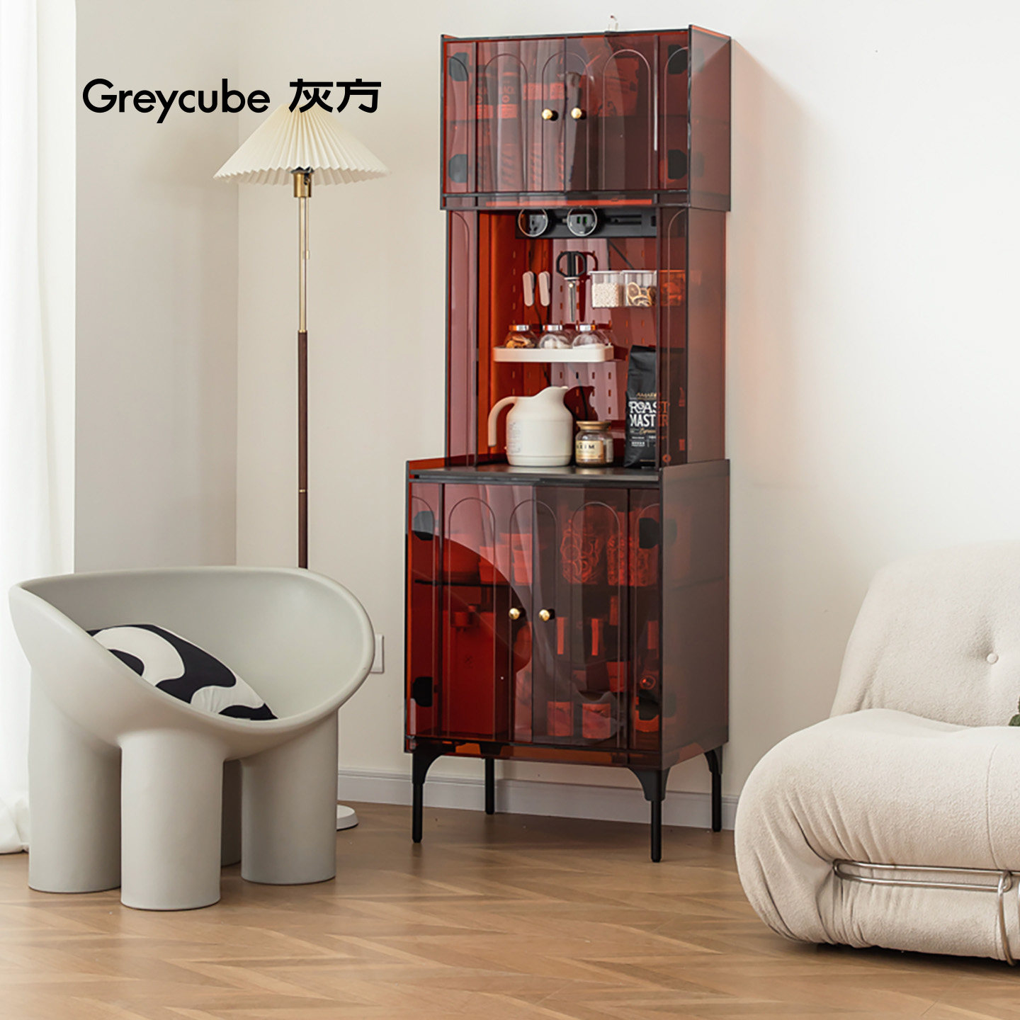 灰方轻奢组合餐边柜一体靠墙客厅边柜餐厅收纳储物柜亚克力酒柜