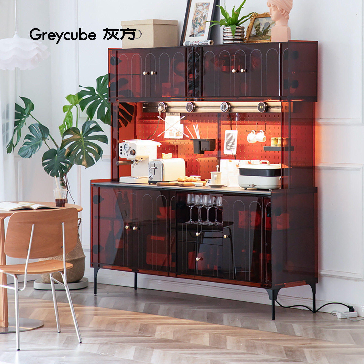 灰方轻奢餐边柜网红ins风酒柜