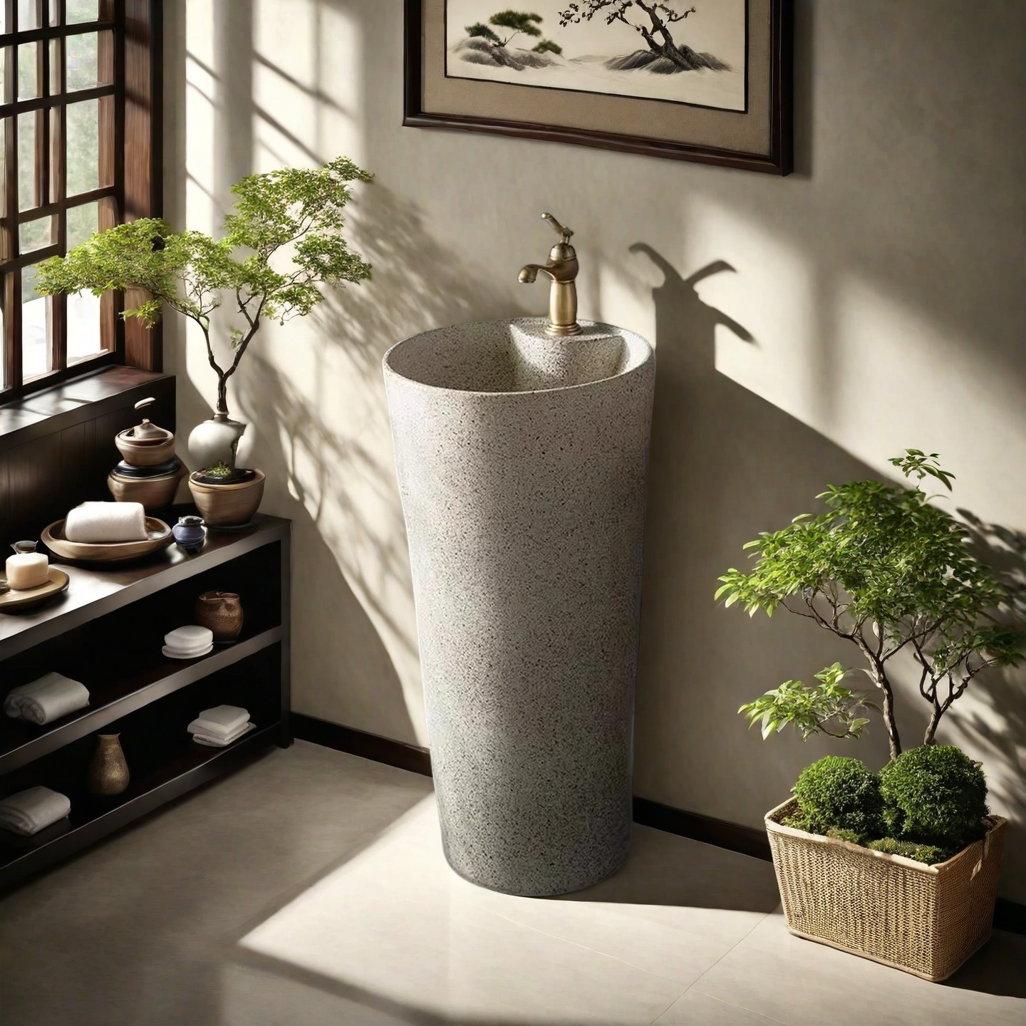 别墅花园户外洗手盆立柱盆