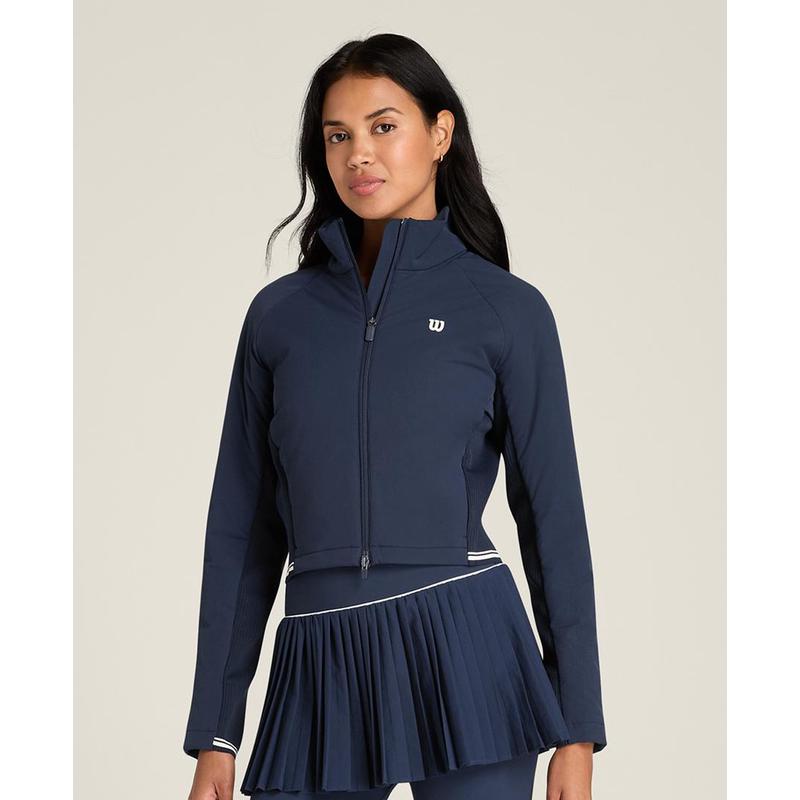 Wilson威尔胜女士运动夹克保暖层透气设计抗摩擦弹性织物深蓝色
