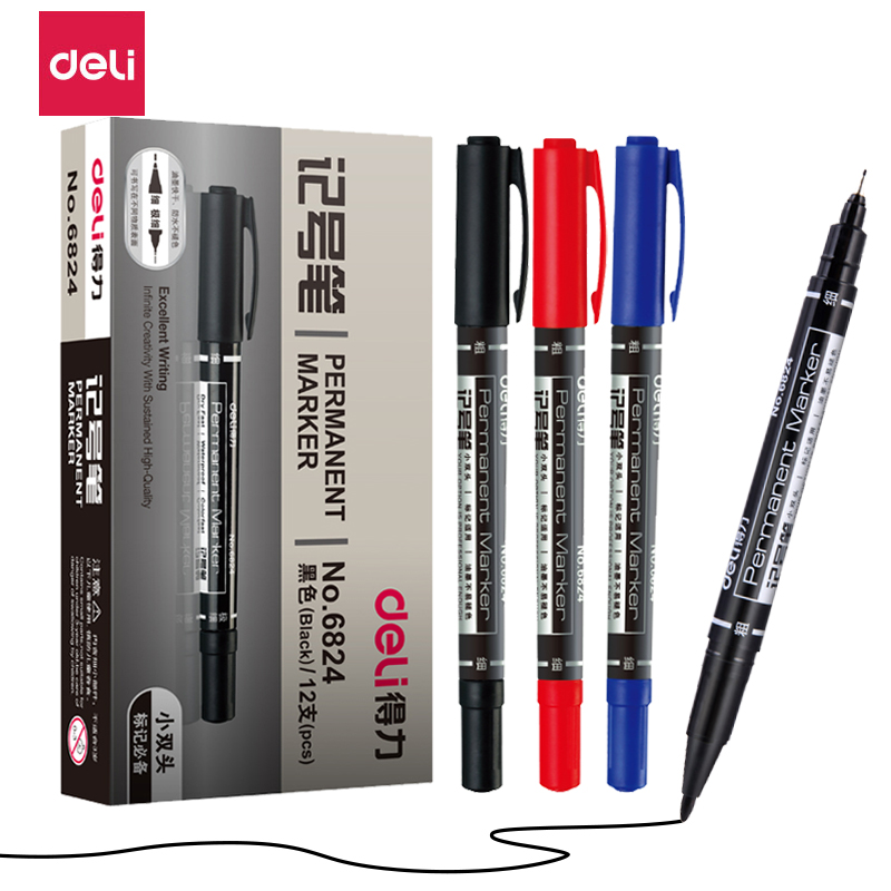 得力记号笔小双头儿童马克笔美术