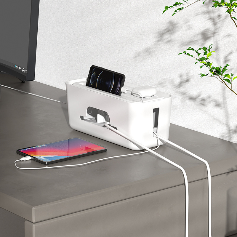 日式电源插线板电线收纳盒理线器wifi数据线收纳排插固定器插排