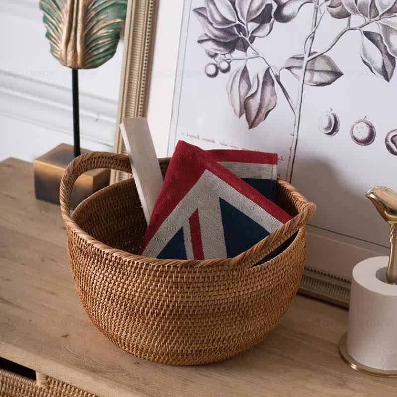 Retro Rattan basket Wooden cane manual weave Large Barrel-shaped Toys Debris Storage box Laundry basketin the Storage consolidation , Home Storage appliances , Storage bucket , Laundry Bin  category - from Buy2taobao.com to provide professional Taobao agent buy service