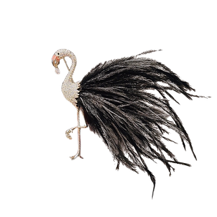 LYNNROMAN韩国高级感羽毛火烈鸟胸针女时尚个性别针大衣西装配饰